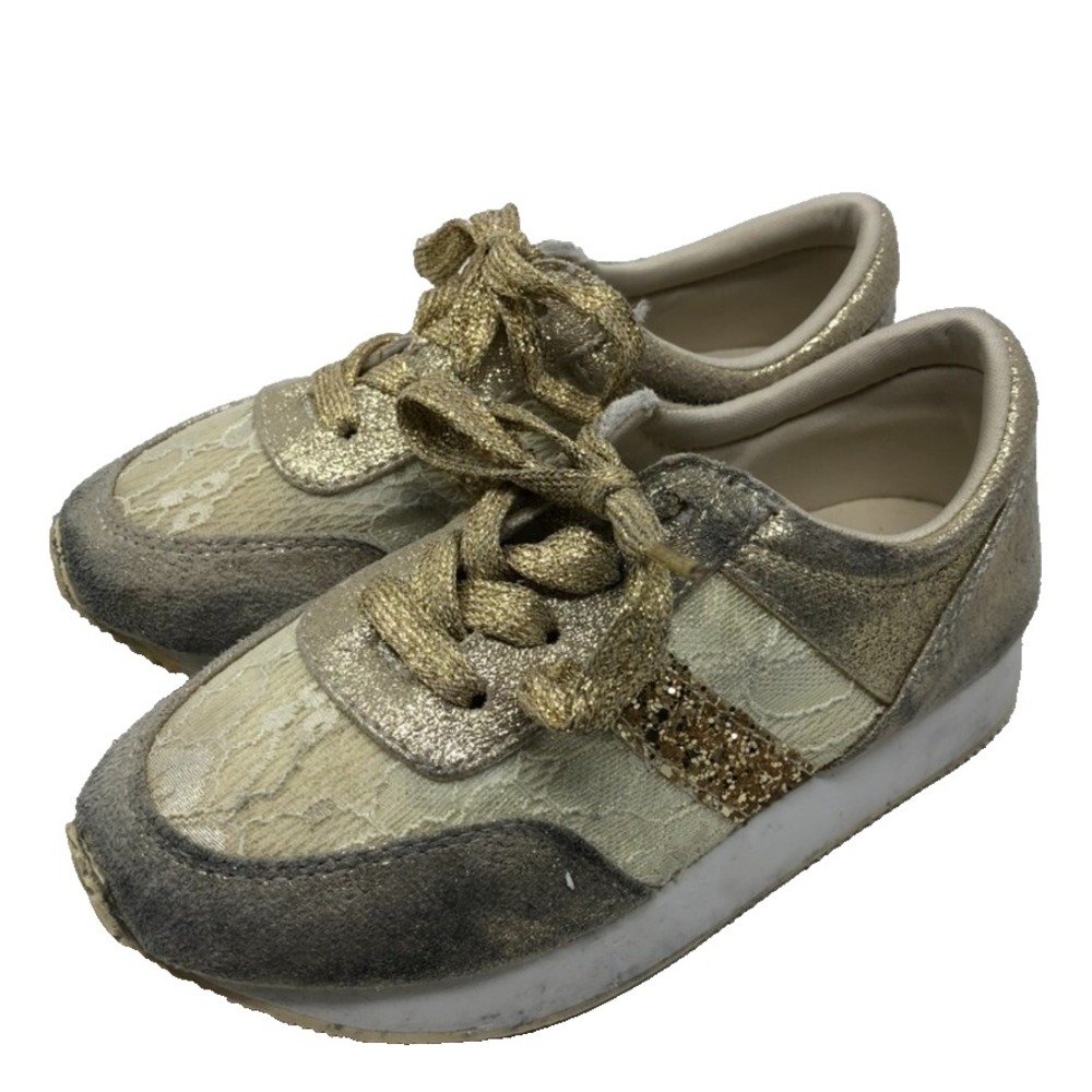 Joyfolie Jenni Trainer Sneaker Gold Mesh Lace Up Activewear Toddler 12